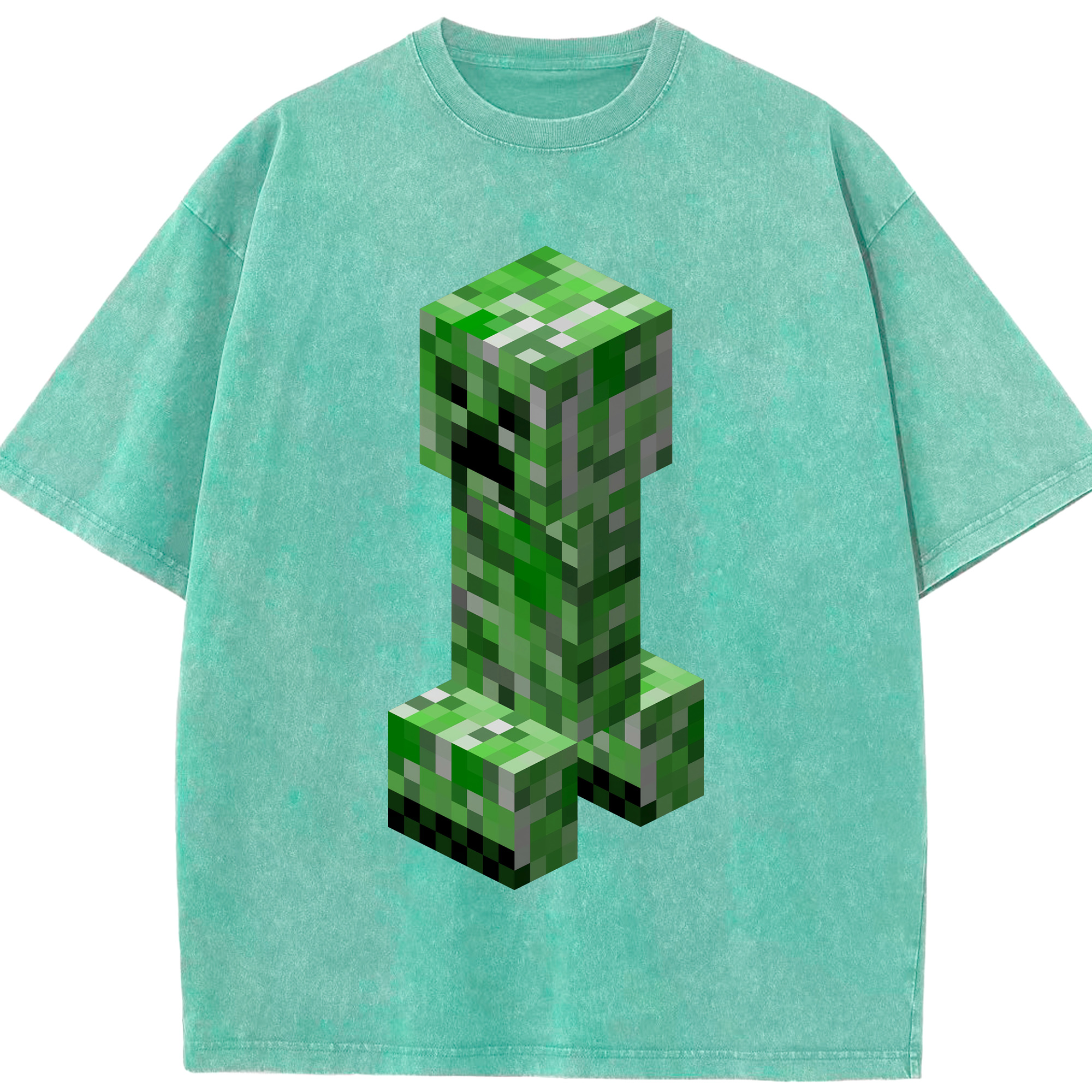 （画像用） マインクラフト ブロックの世界 Minecraft MC Block world 綿100% ヴィンテージ風 半袖Tシャツ（フロントプリント）